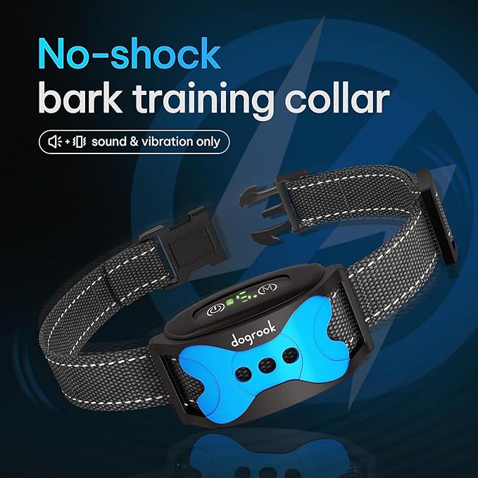DogRook Dog Bark Collar | Smart Collar for Dog Training | No Shock | Beep & Vibration | Rechargeable | No Bark Collar for Dogs | Anti Bark Collar for Large Dog, Medium Dog, Small Dog | 12-110 lbs