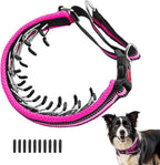 Martingale No Pull Dog Collar for Large Medium Small Dogs, Heavy Duty Nylon Adjustable Reflective Anti Pull Slip Collar with Buckle for Training Walking Hunting L Hot Pink