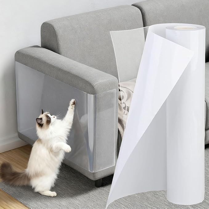 KEYIDE Clear Couch Protector from Cat Claws, 120"x12" Thick Self-Adhesive Furniture Guard from Cats Scratching for Sofa, Door, Chair & Table Leg