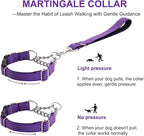 Martingale Collars,Reflective Dog Collar,Side Release Buckle,Adjustable Chain Training Pet Collars (Purple, S,Neck 10"-15")