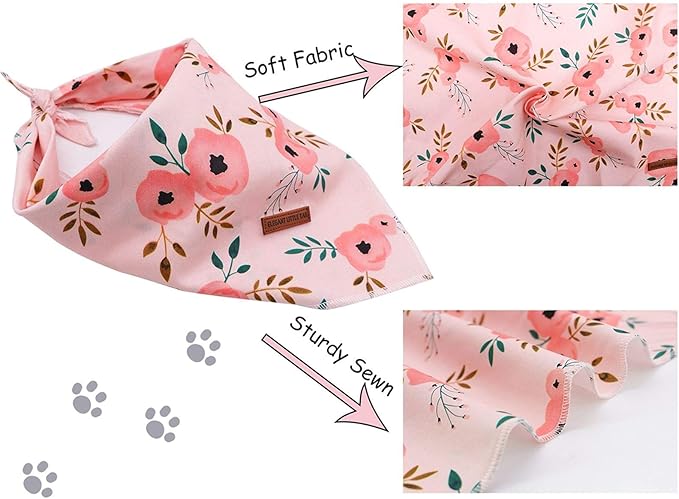 Elegant Little Tail Bandana for Boy Girl Small Medium Large Dogs, Comfortable Bibs Scarf, Adjustable Square Kerchief