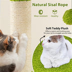 48" Cat Tree with Tropical Leaf Design – Self-Groomer, Scratching Posts & Space-Saving Tower