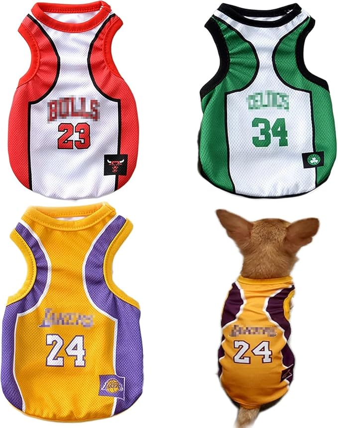 3Pack Dog Clothes for Small Dog Girl Puppy Clothes for Chihuahua Yorkies Bulldog Clothes for Medium Dog Boy Basketball Jersey Pet Outfits Shirt Apparel Accessories (5XL)