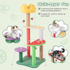 Tangkula Fruit Cat Tree, Multi-Level Cute Cat Tower with Scratching Posts, Padded Top Perch, Strawberry Dangling Balls, Watermelon & Lemon Shaped Platform, Chic Cat Tree for Indoor Cats