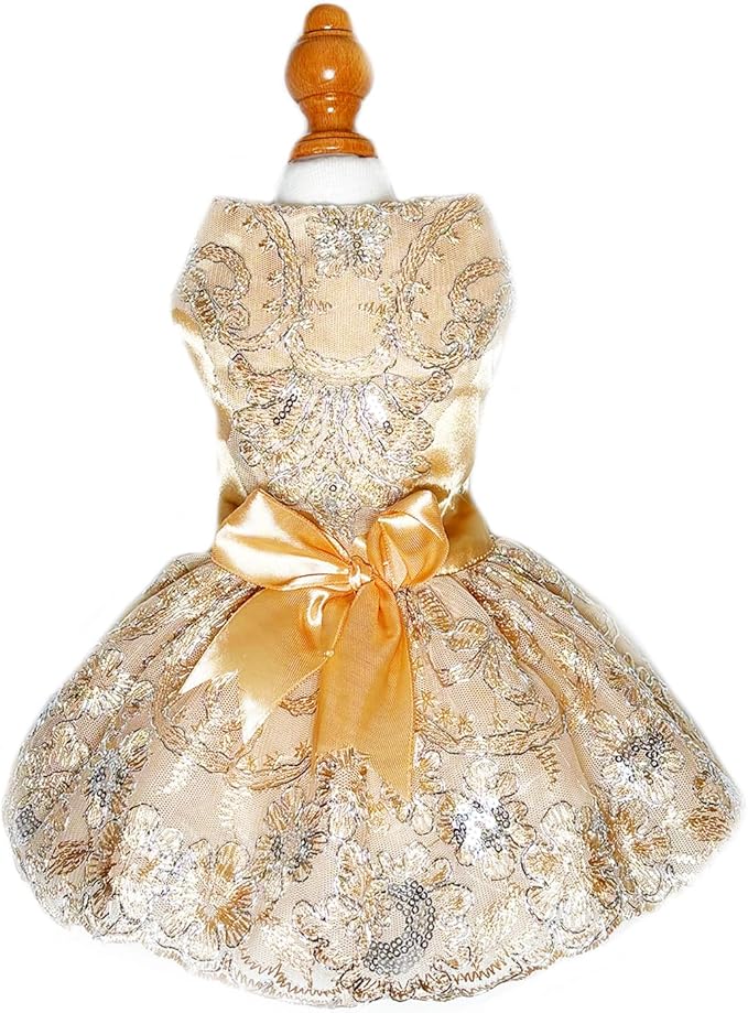 Lolita Luxury Dog Princess Dress for Small Dogs Girls,Embroidered Sweet Pet Clothes Wedding Birthday Party Puppy Dresses,Cat Apparel Accessories Costumes Outfit Skirt（Medium）