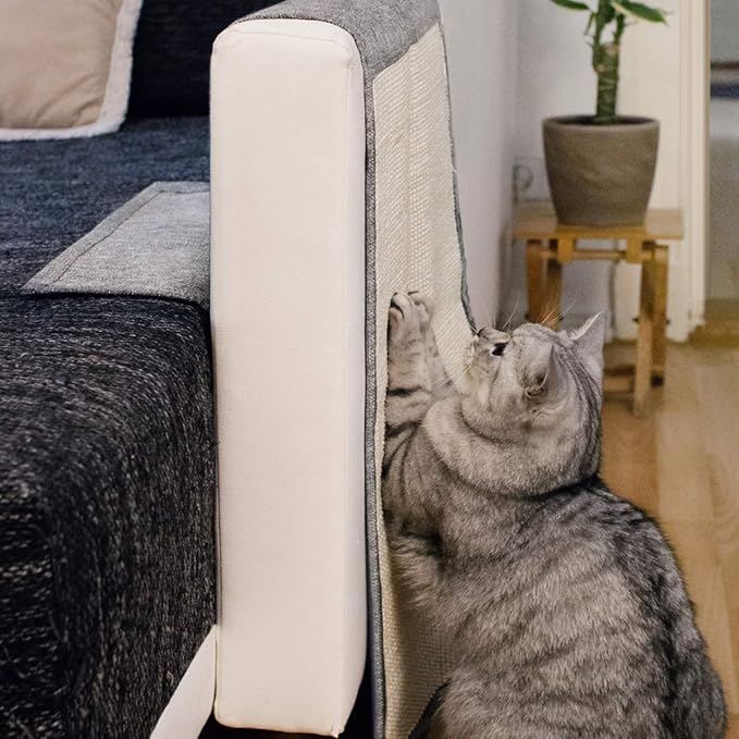 Navaris 2X Cat Scratch Mats Sofa Protector - Natural Sisal Furniture Protector Scratching Pads for Cats - Chair, Couch, Seat, Stairs