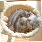 Cat Hammock 17in Dia. Spoon-Shape Large Cat Tree Hammock Soft Scratch-Proof Cat Tree Replacement Parts Washable Cat Tree Attachments Beige Cat Tree Hammock