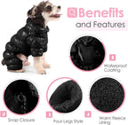 AOFITEE Dog Winter Coat, Waterproof Dog Jacket, Fullbody Dogs Winter Coat Snowsuit, Windproof Puppy Puffer Jacket Snow Suit with Legs, Pet Fleece Vest, Cold Weather Coats for Small Dogs, Black XXL