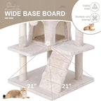 70" Multi-Level Cat Tree Tower with Scratching Posts, Toys & Condo - Space-Saving Design for Indoor Kittens, Compact Floor Footprint & Vertical Space for Multi-Cat Homes-Beige