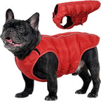 Kuoser Dog Puffer Jacket Warm Dog Coat for Extra Small Dogs, Windproof Reflective Pet Padded Vest Cold Weather Clothes Puppy Snowsuit with Hook & Loop Coats, Easy On/Off, Red XS