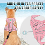 BARKBAY No Pull Dog Harness Large Reflective Dog Harness with Front Clip and Easy Control Handle for Walking Training Running with ID tag Pocket(Baby Pink,M)