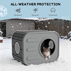 NUNU LAB Plastic Cat House Outdoor, Cats House for Indoor, Weatherproof Cat House, Camera Shaped Design, with Escape Door, for Small to Medium Cats (Grey)