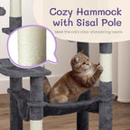 57" Cat Tower for Indoor w/Cat Toy Balls, Modern Cute Cat Tree for Cats Kittens, Multi-Level Cat Activity Tree w/Scratching Posts, Cat Cave Condo,for Indoor Cat Kitty as Pet Play House Activity Center