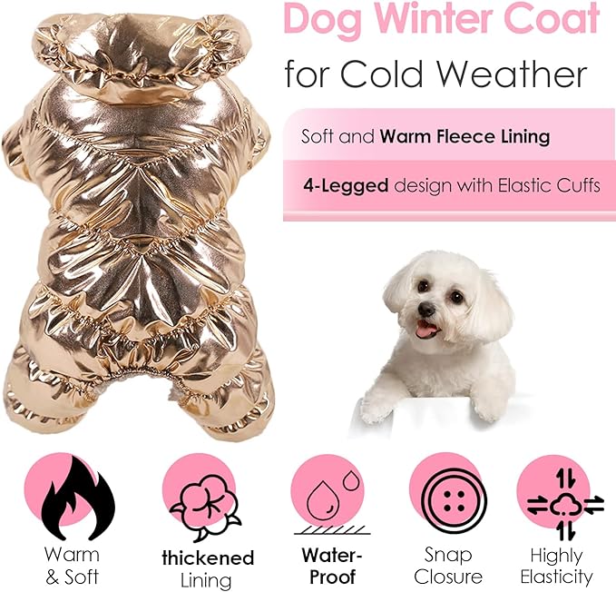 AOFITEE Dog Coat, Warm Dog Jacket, Fullbody Winter Coat Snowsuit for Dogs, Waterproof Puppy Puffer Jacket Snow Coats with Legs, Pet Fleece Vest, Cold Weather Coats for Small Dogs, Medium