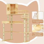 Corner Cat Tree for Automatic Litter Box, 61'' Tall Wood Cat Tower for Self Cleaning Litter Box, Cats Tree for Indoor Cats Large Adult, 6-Level Solid Wood Cat Furnitue w/12Pcs Scratching Post