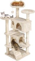 Topeakmart 54in Cat Tree, Cat Tower w/Large Cat Condo Scratching Posts and Perch, Cat Stand House Furniture, Beige