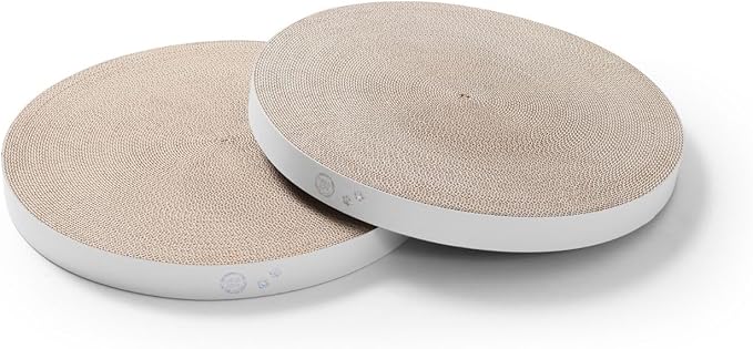 Necoichi Cat Scratcher Bowl Replacement for Indoor Cats - Cat Scratching Lounger with Reversible Usability and Extra Comfort for Lounge, Cardboard Bed Couch / (XL, Hologram White)