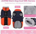 AOFITEE Dog Coat for Small Dogs, Warm Dog Winter Jacket with Harness Built in, Waterproof Small Winter Coat Dogs Reflective Cold Weather Coats for Chihuahua, Yorkshire, Blue XS
