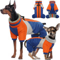 Kuoser Fullbody Dog Coat - Large Dog Winter Coat with Built-in Harness, Reflective Jacket, Snowsuit for Shiba Inu, French Bulldog (Blue XL)