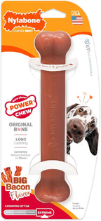 Nylabone Power Chew Classic Bone Chew Toy for Dogs, Durable Dog Toys for Aggressive Chewers, Bacon Flavor, Large/Giant - Up to 50 lbs. (1 Count)