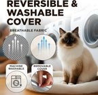 Cat Window Perch – Strong 6 Suction Cup Foldable Cat Hammock Bed for Large Cats and Kittens that Holds up to 50 lbs with Washable Reversible Cover, Sturdy Metal Frame for Window (White)