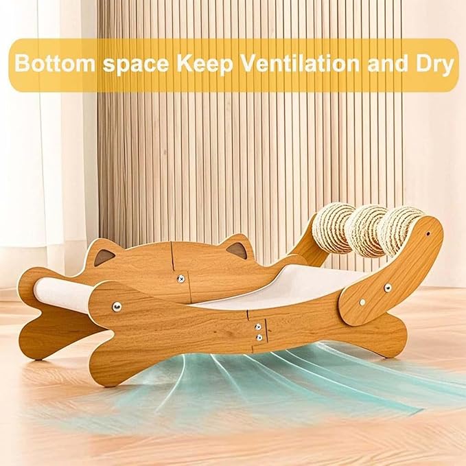 Sisal Cat Scratcher Bed,Extra Large Solid Cat Scratching Board Couch Scratcher Cardboard with Sisal Ball,26.8 Inch Hammock Lounger for Indoor Cats, Furniture Protector