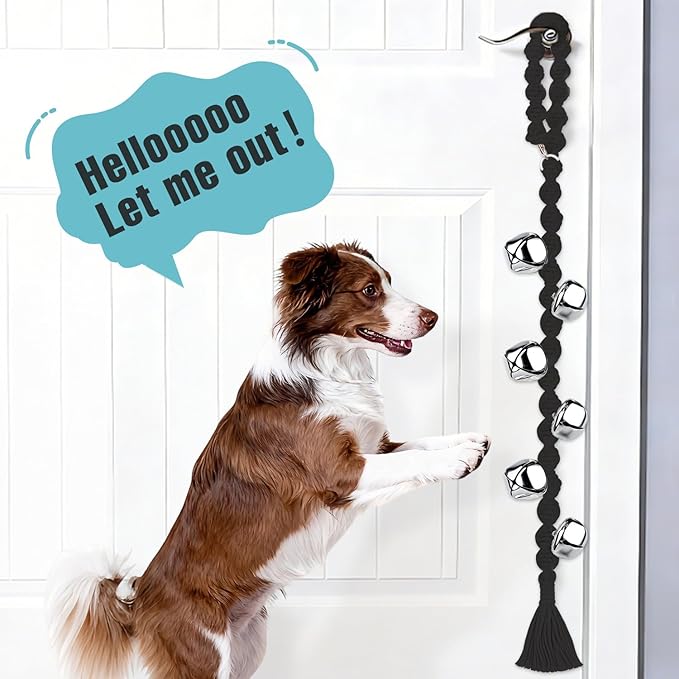 COOYOO Dog Bells to Go Outside, Premium Quality Potty Training Dog Door Bell, Yarn Handwoven Dog Bell, Adjustable Housetraining Hanging Bell-6 Extra Large Loud 1.5 DoorBells