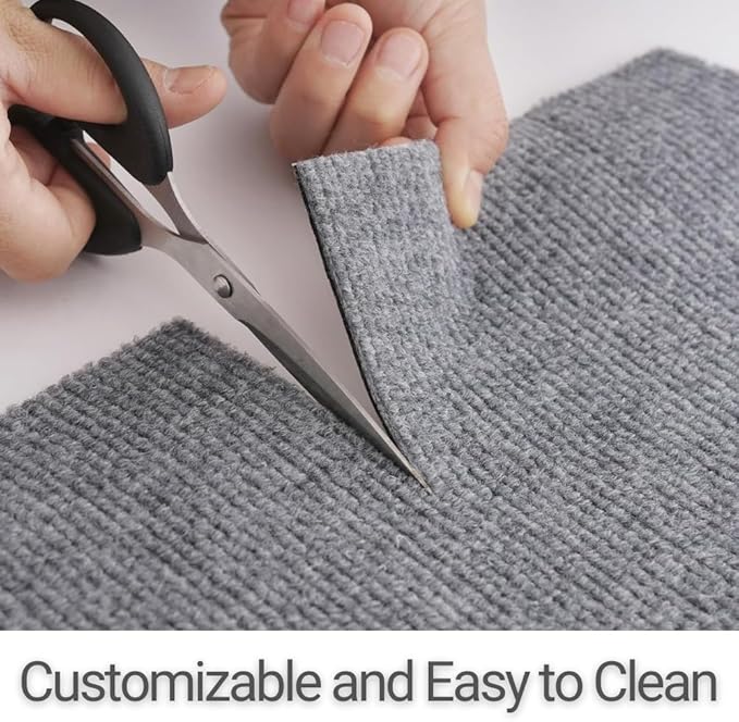SAVUK Cat Scratching Mat for Couch Furniture Protective Cover Anti-Fall Climbing Claw Corner Wall Mat Self-Adhesive Cuttable Easy to Clean Replacement Carpet Rug (Grey, 15.8" x 78.7")