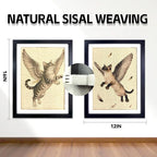 Wall Art Cat Scratcher Mat - Sisal Vertical Cat Scratch Pad with Photo Frame Design, No-Drill Wall-Mounted, 16"x12" Wall & Couch Cat Scratching Mat, 1 Extra Mat Included Free (Winged Cat)