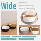 White Elevated/Raised Dog Bowl Ceramic with Wood Stand for Medium Large Breed,Dog Food Water Dish Heavy Wighted,8 in Non Slip Modern Cute Porcelain Pet Bowl Extra Large Wide Mouth