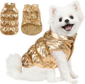 AOFITEE Dog Jacket, Dog Winter Coat, Warm Dogs Coat, Fleece Dogs Puffer Jacket, Windproof Waterproof Pet Snowsuit, Cozy Female Male Pet Snow Jackets Fleece Vest with Snap Closure, Gold, XL