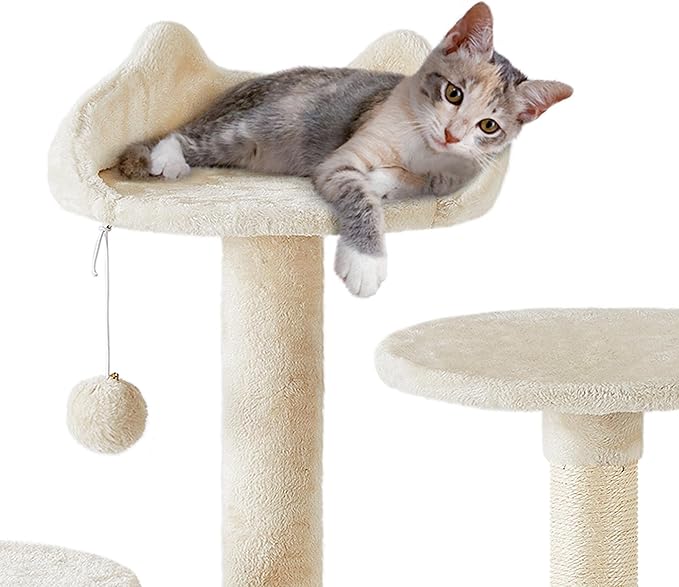 Topeakmart 70in Cat Tree, Multi-Level Cat Tower with Scratching Post Dangling Ball and Condos Cat Furniture for Indoor Cats, Beige