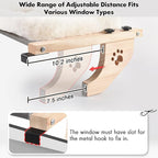 AMOSIJOY Cat Sill Window Perch Sturdy Hammock Window Seat with Cushion Bed Cover, Wood & Metal Frame for Large Cats, Easy to Adjust Cat Bed for Windowsill, Bedside, Drawer and Cabinet (M)