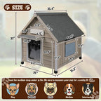 Dog House Outdoor Weatherproof,Wooden DogHouses for Medium Small Dogs, Indoor & Outdoor with Anti-Chewing Iron Frame, Ventilated Window, Easy Assemble, 26" L x 32" W x32 H