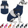 AOFITEE Dog Coat, Large Dog Jacket, Dogs Coat with Harness Built in, Reflective Waterproof Dogs Jackets Winter with Furry Collar, Warm Polar Fleece Pet Sweater Snowsuit for Doberman, Great Dane XXXL