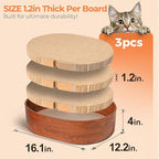3 Pcs 16 Inch Cat Scratching Board with Box, 2 in 1 Cardboard Cat Scratchers Bed for Indoor Cats, Round Scratch Bowl with Thicker Double-Sided Pad for Cats' Scratch Need