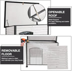 43.3’’ Large Dog House Outdoor Weatherproof Dog Kennel with Upgraded Thickened Metal Frame, Dog Shelter with PVC Curtain, Openable Roof and Removable Floor, Easy to Clean (White)