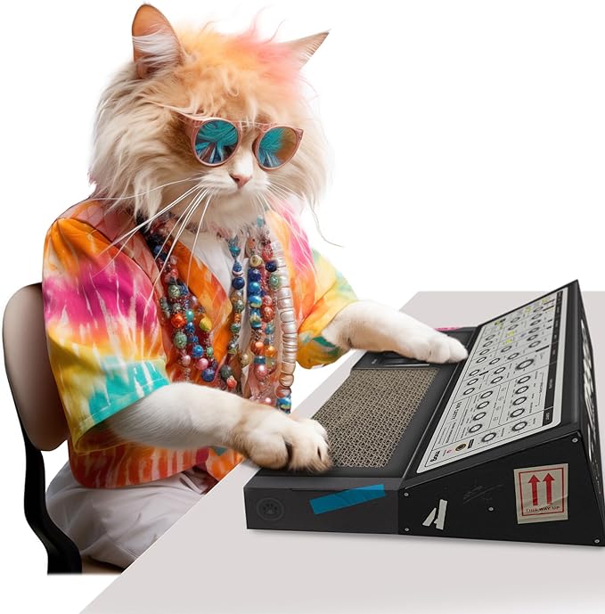 Suck UK - Cat Scratcher Synthesizer - Cardboard Cat Scratchers - Kitten Toys & Cats Toys for Indoor Cats - Kitten Cardboard Scratcher & Scratching Board - Toy Interactive for Indoor