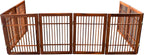 Urnporium Pet Dog Gate Freestanding, Strong Durable Folding Wooden Fence, Portable Acacia Hardwood Safety Barrier for Indoor & Outdoor Use (Brown Pet Gate, 8 Panel 24" Tall)