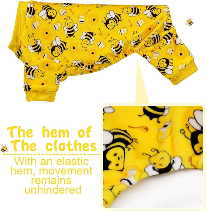 Paiaite Dog Pajamas Onesie: Comfortable Four-Legged Apparel for Small, Medium, & Large Dogs, Polyester Material for Comfort, Wrinkle Resistance, Moisture Wicking, Stretchiness Cute Bee L