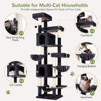 Globlazer 82 Inch Cat Tree for Large Cats, Multi-Level Tall Cat Tower for 4+ Cats with 2 Condos & 3 Perches, Stable No-Wobble Large Base, Space-Saving Corner Furniture, F82B, Dark Gray