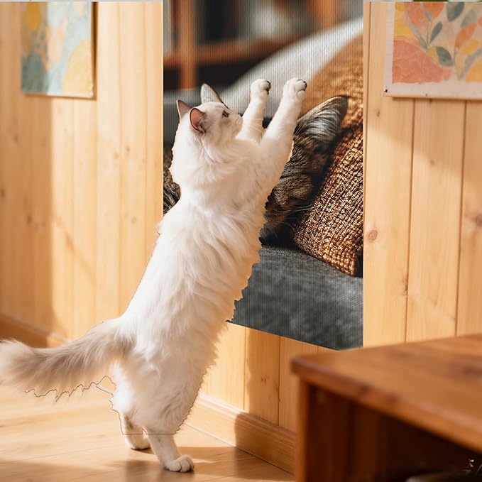 Nuxovilar Cat Wall Scratcher 15.3x23.6 Inches Polyester Synthetic Fiber, Napping Tabby Cat Print, wall scratchers for Indoor Cats, Scratching mat, Home Decor, Living Room, Sofa Area (2pcs)