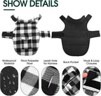 Kuoser Dog Winter Coat, Windproof Dog Fleece Jacket British Style Plaid Cold Weather Doggie Vest Coats, Reversible Cozy Warm Pet Clothes Apparel for Extra Large Size Dogs XXXL