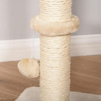 39H Premium Quality Cat Tree with Durable Sisal Scratching, Multi-Level Condo Hideout, Hanging Rope Accessory, Beige Finish