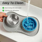 Slow Feeder Dog Bowls Stainless Steel Food and Water Bowl Set 3 in 1 No Spill Waterproof Silicone Pet Food Mat Puppy Feeding Station for Large Medium Small Breed Non Slip Metal Dish Tray by YINEYA