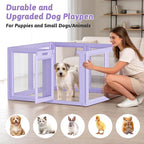 DIY Clear Acrylic Dog Playpen House,Quick Easy Assembly and Disassembly,Strong Floor Suction,Indoor and Outdoor Use,Easy Cleansing Puppy Fence (Purple, 23.6" H, 8PCS)