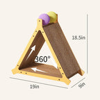 Stylish Triangle Cat Scratcher – 3-Sided Scratching Board with 2 Interactive Ball Toys, Durable Cardboard Cat Furniture for All Cats/Kittens (Modern Aesthetic, Sleek Design)