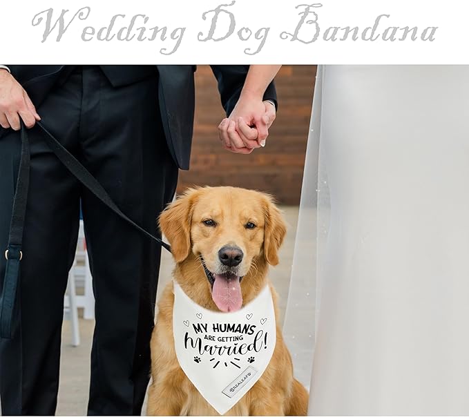 Realeaf My Humans are Getting Married Dog Bandana,Wedding Outfit for Boy and Girl, Premium Durable Fabric, Engagement Announcement for Large and XLarge Dogs (Large)