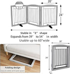 Dog Fence Indoor,Dog Gate Indoor for Doorway pet gate -3-Panel Freestanding, Hallways, House or Stairs -60x24-Inch Retractable Foldable Expandable Wood Pet by SFJC (Grey) ﻿