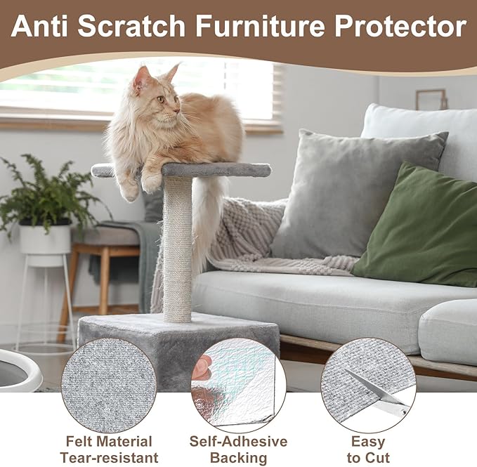 uxcell Self-Adhesive Cat Scratching Mat, 2 Roll 39.4" x 11.8" Couch Protector from Cat Claws for DIY Sofa, Wall, Doors, Cut Anti Cat Scratch Pad Carpet Mat, Light Gray